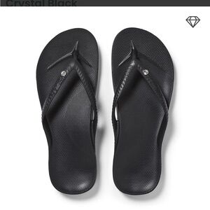 Archie’s Black Flip Flop Sandals ARCHIES crystal men women size 11 arch support